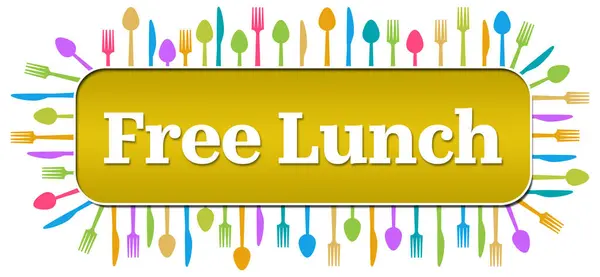 Free lunch concept image with text and spoon fork knife symbols.