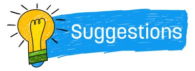 Metin ve ampul sembollü öneriler konsept resmi.