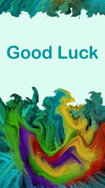 Renkli arkaplanda yazılan iyi şanslar metni.