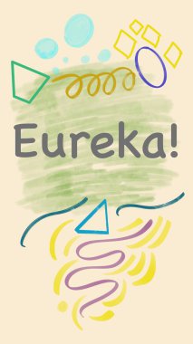 Eureka metni renkli arkaplan üzerine yazılmış.