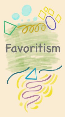 Favoritism text written over colorful background. clipart