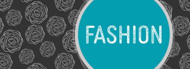 Koyu gri turkuaz arkaplan üzerine yazılmış moda metni.