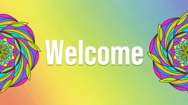 Welcome Text Written Colorful Background Mandala Element — Stok Video