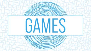 Mavi dokuda yazılmış oyun metinleri dairesel dönen arkaplan.