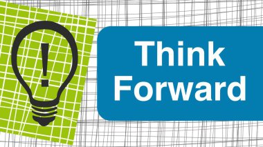 Metin ve ampul sembolü ile ileri konsept resim düşünün.