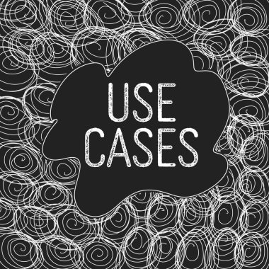 Use Cases text written over dark background with white scribble texture. clipart