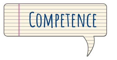 Competence text written over comment symbol with notebook texture.