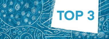 En iyi üç metin mavi arkaplanda karalama ögesi ile yazıldı.