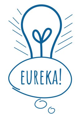 Metin ve ampul sembollü Eureka konsept resmi.