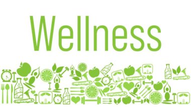 Metin ve sağlıkla ilgili sembollerle sağlık konsepti animasyonu.