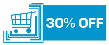 Metin ve alışveriş arabası sembollü% 30 indirimli konsept resim.