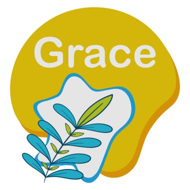 Sarı arkaplanda yeşillik ögesiyle yazılmış Grace metni.