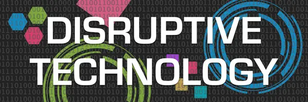 stock image Disruptive Technology text written over dark black colorful background.