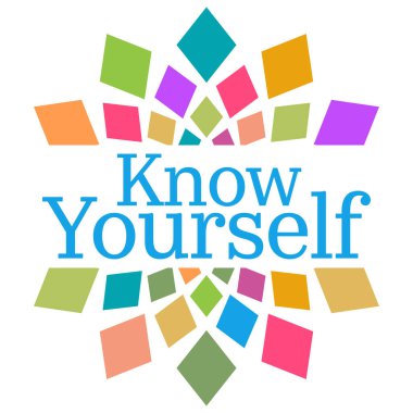 Know yourself text written over colorful background.