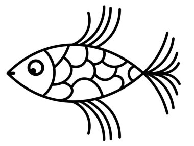 Beyaz arkaplanda siyah renkli balık klipsi sanatı.