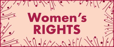 Womens rights text written over pink background. clipart