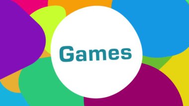 Renkli dairesel şekil değiştirme arkaplanı üzerine yazılmış oyunlar metni.