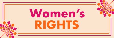 Womens rights text written over pink orange background. clipart