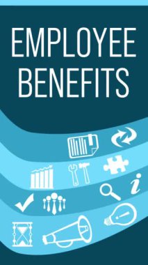 Çalışan Yararları konsepti metin ve iş simgeleri ile animasyon.