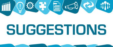 Metin ve iş sembolleri ile öneriler konsept resim.