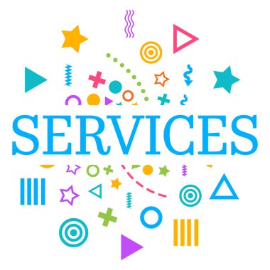 Renkli arkaplan üzerine yazılmış servisler metni.