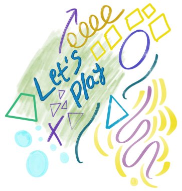Lets Play text written over colorful background.