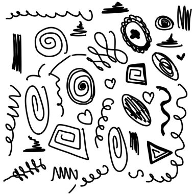 Rastgele dizayn ögeleri koleksiyonunun izole edilmiş resmi.