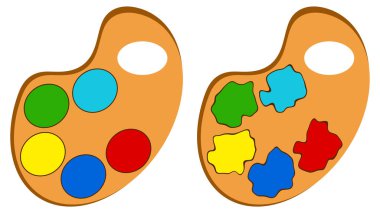 Boya karıştırma tepsisinin izole bir illüstrasyonu.