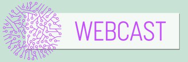 Metin ve devre sembolleri ile webcast konsept resmi.