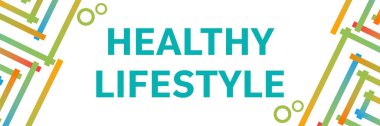 Renkli arkaplan üzerine yazılmış Sağlıklı Yaşam Biçimi metni.