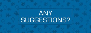 Ampul ve yapboz parçalarıyla mavi arkaplan dokusuna yazılmış herhangi bir öneri metni.