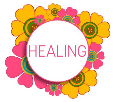 Çiçek arkaplanı üzerinden yazılmış şifa metni.