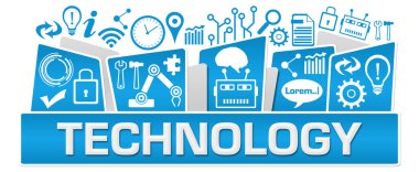 Metin ve teknoloji sembollü teknoloji konsepti.