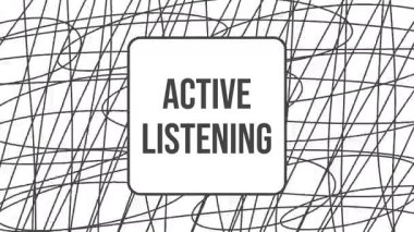 Etkin Dinleme metni canlandırılmış siyah beyaz karalama arkaplanı üzerine yazıldı.