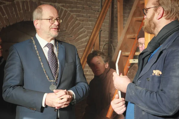 stock image Hoogeveen, Netherlands- November 19, 2022: presentation windmill book in windmill de Zwaluw, Netherland