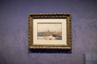 Assen, Hollanda - 15 Aralık 2023: Drents Museu 'da Vincent van Gogh tarafından suluboya