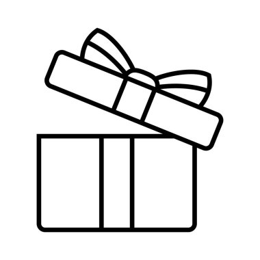 Hediye kutusu simgesini aç. Vektör izole elementler Noel hediyesi ikonu illüstrasyon vektör sembolü. Sürpriz lineer tasarım. Stok vektörü.