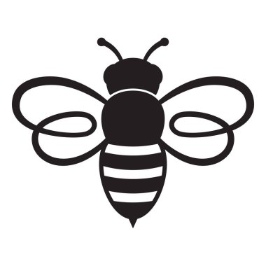 Bal arısı ikonu. Böcek karakteri. Çizgi film uçan arı. Beyaz arkaplanda izole edilmiş vektör.