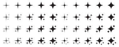 Orijinal yıldızlar parlıyor, havai fişekler, dekorasyon parıldıyor, parlak bir ikon. Vektör İllüstrasyonu.