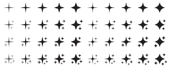 Zestaw Oryginalnych Gwiazd Blask Fajerwerków Dekoracji Migotanie Błyszczący Błysk Ikony — Wektor stockowy