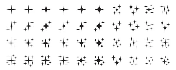 Conjunto Estrelas Originais Faísca Fogo Artifício Brilho Decoração Ícone Flash —  Vetores de Stock
