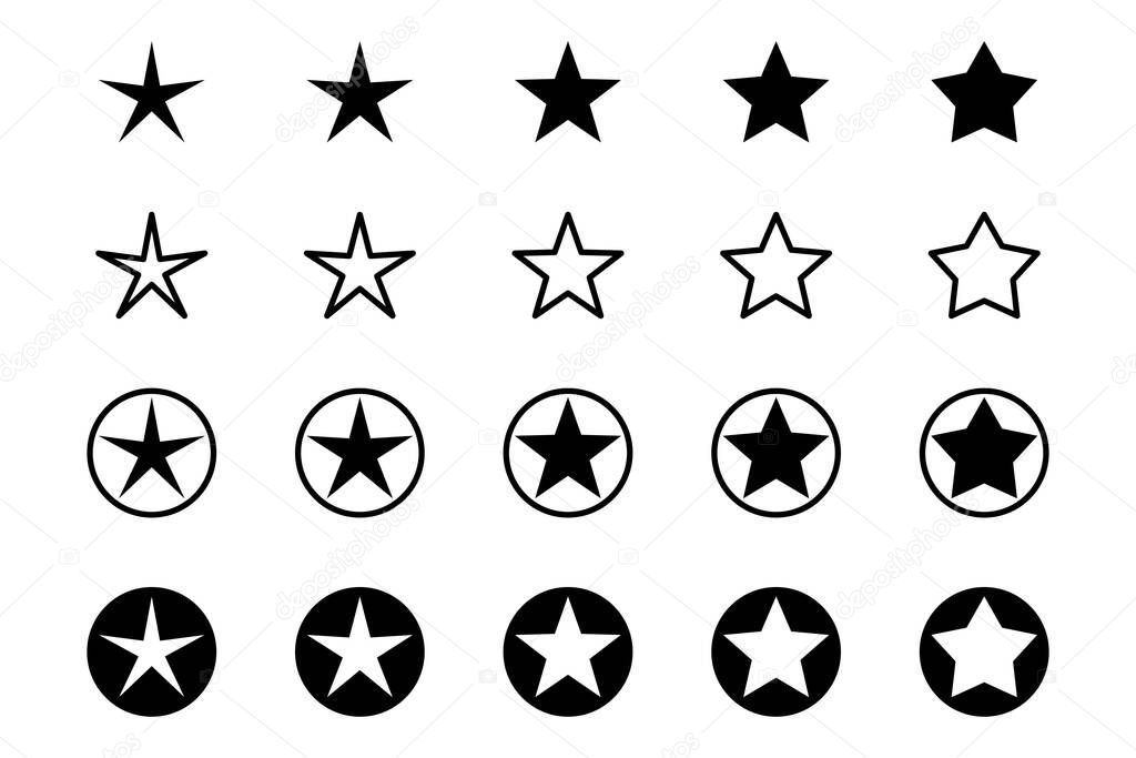 Star icons. Vector star symbols isolated on white background.