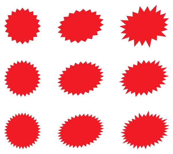 Starburst Röda Tal Bubblor Spricker Klistermärke Promo Märken Sunburst Marknadsföring — Stock vektor