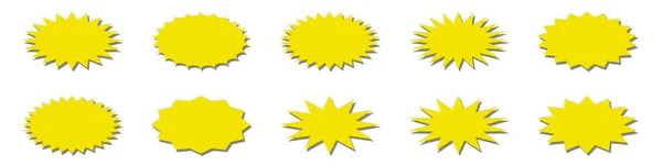 Yıldız Patlaması Sarı Etiket Seti Beyaz Arka Planda Izole Edilmiş — Stok Vektör