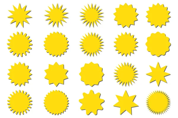 Starburst Κίτρινο Αυτοκόλλητο Σετ Συλλογή Από Ειδικές Προσφορές Πώληση Στρογγυλό — Διανυσματικό Αρχείο