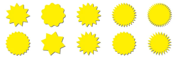 Set Pegatinas Amarillas Starburst Colección Etiquetas Insignias Especiales Para Venta — Vector de stock