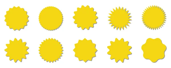 Starburst Yellow Sticker Set Kollektion Von Sonderangeboten Rund Geformte Sunburst — Stockvektor