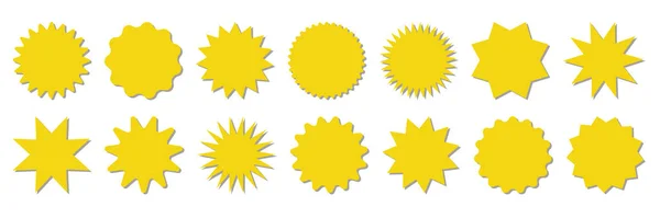 Starburst Yellow Sticker Set Kollektion Von Sonderangeboten Rund Geformte Sunburst — Stockvektor