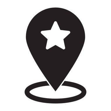 Favori yer haritası işaretleyici simgesi. Yıldız ikonlu haritalar. Yıldız simgesi ile harita işaretleyicisi.