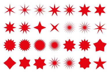 Kızıl Yıldız ve güneş kümesi satış çıkartmaları şeklinde. Promosyon yapışkan notlar ve etiketleri.